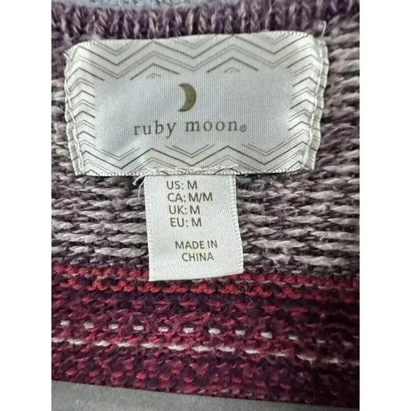 Ruby Moon Women's Medium Long Knit‎ Cardigan Open Front Southwestern Pattern - Picture 6 of 12